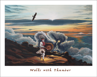 Walks with Thunder - Art Poster - Indian Art - Wine Country Art Posters & Art by Warren R. Percell Sr. - a California Artist